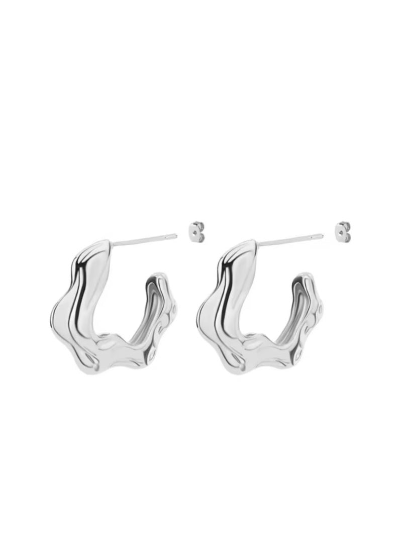 Colette Wavy Hoops - Sterling Silver