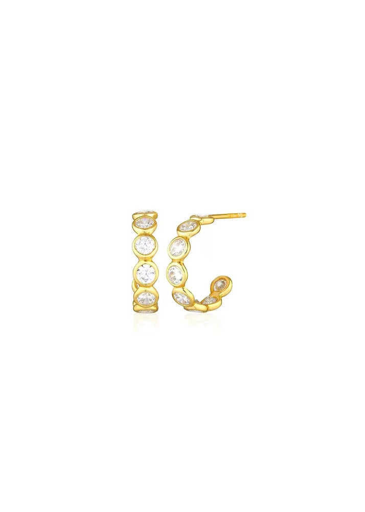 Beth Bezel Set Mini Hoops - Gold