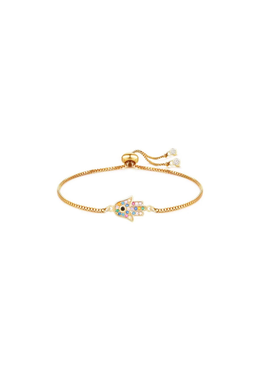 Pavé Multi-colored Hamsa Bracelet with Toggle Closure