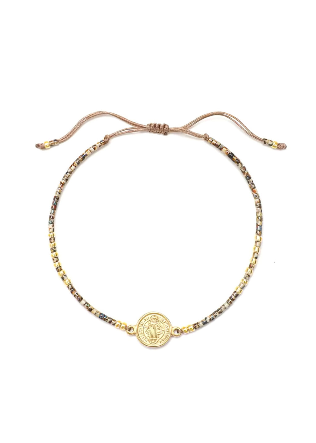 Saint Benedict Medallion Bracelet - Tan