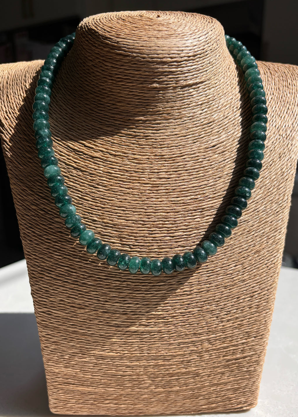 Dark Green Rondelle Necklace