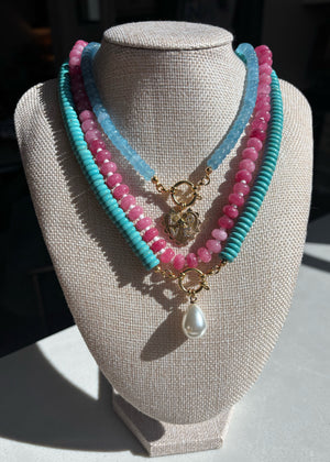 Pink Jade Rondelle Necklace