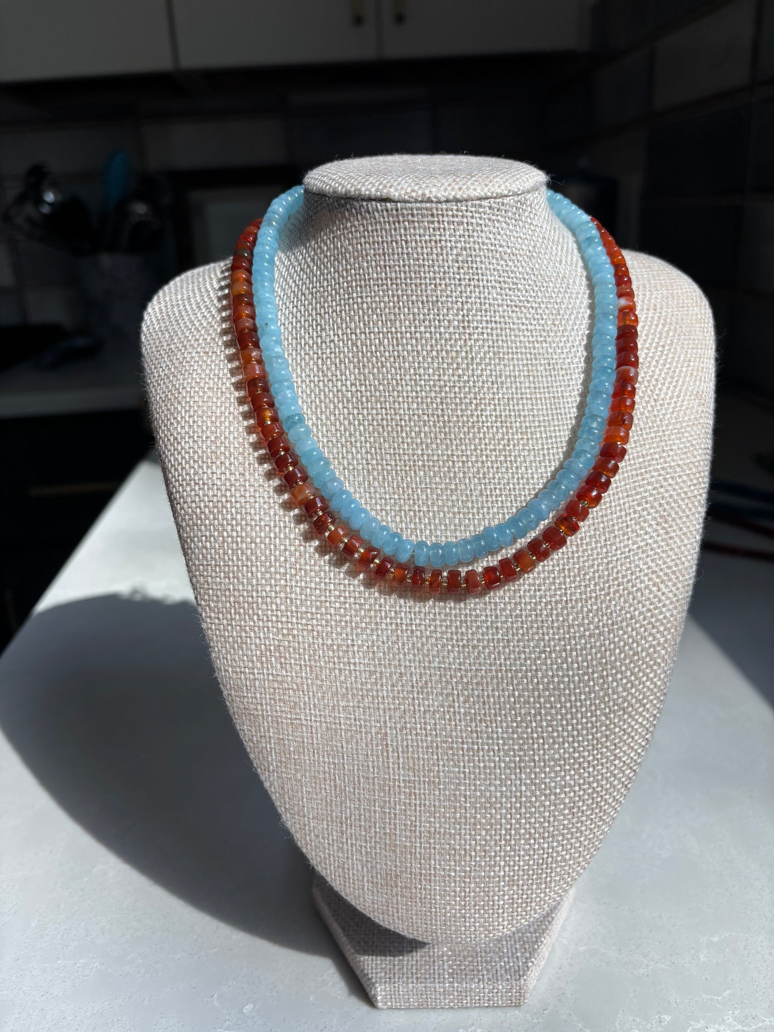 Aquamarine Small Rondelle Necklace