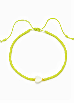 Lime Green Beaded Heart Bracelet