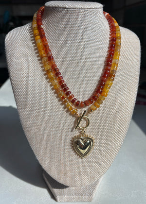 Orange Agate Heishi Beaded Necklace