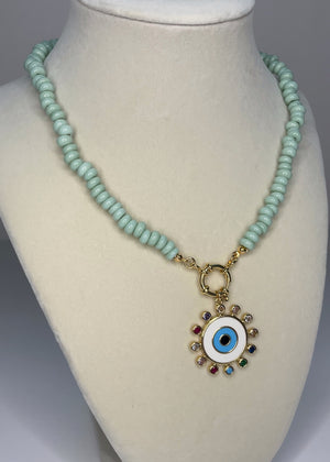Oversized Evil Eye Pendant Neckace