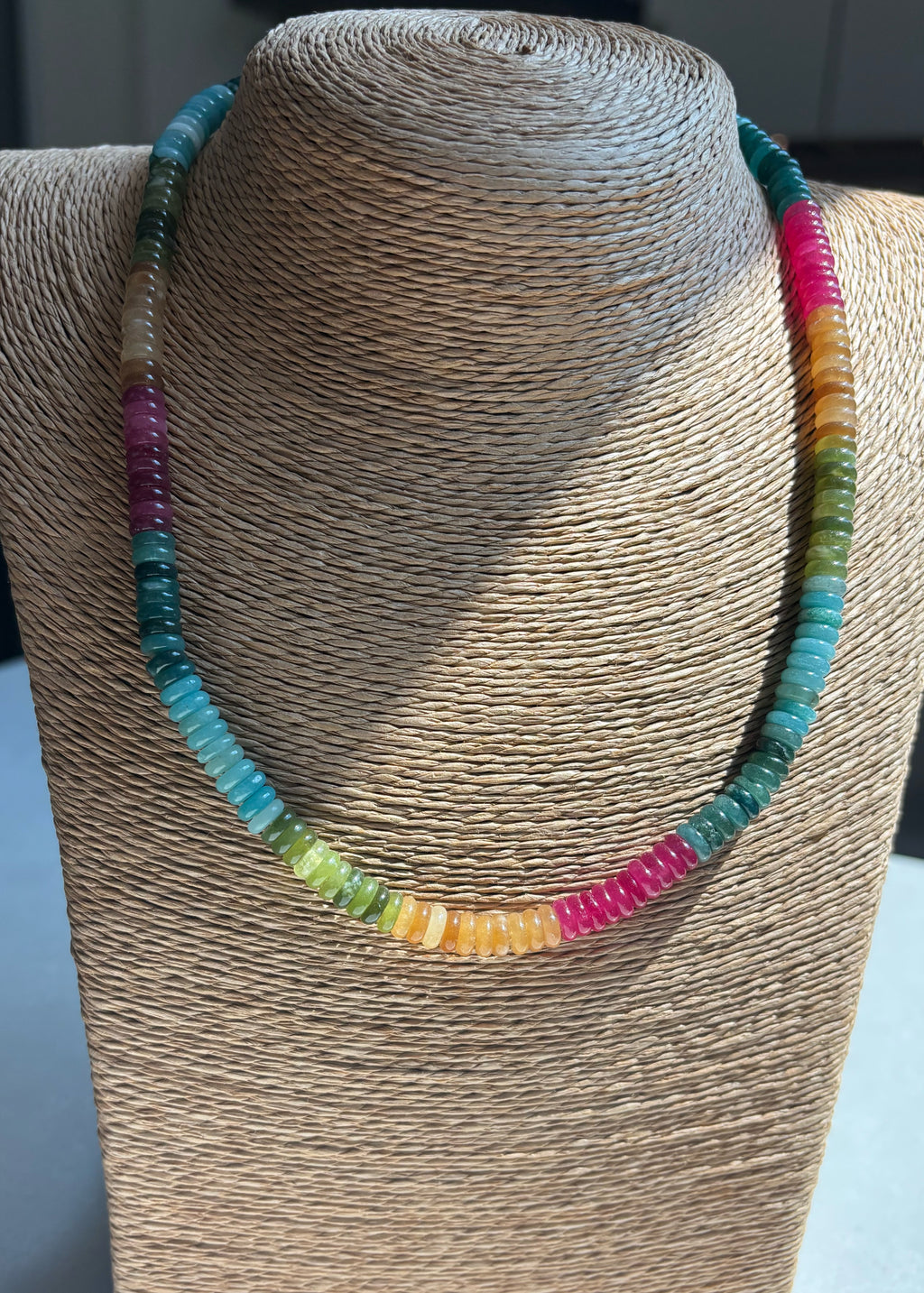 Tourmaline and Amazonite Gemstone Necklace