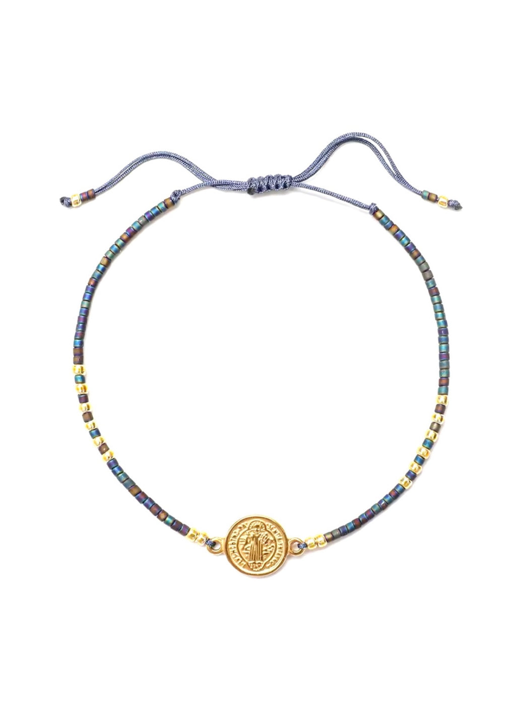 Saint Benedict Medallion Bracelet - Blue