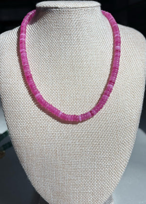 Pink Jade Flat Rondelle Necklace