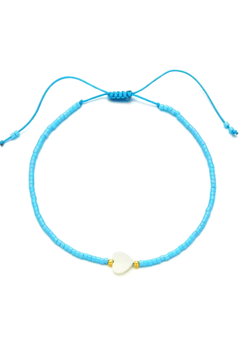 Blue Beaded Heart Bracelet