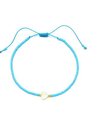 Blue Beaded Heart Bracelet