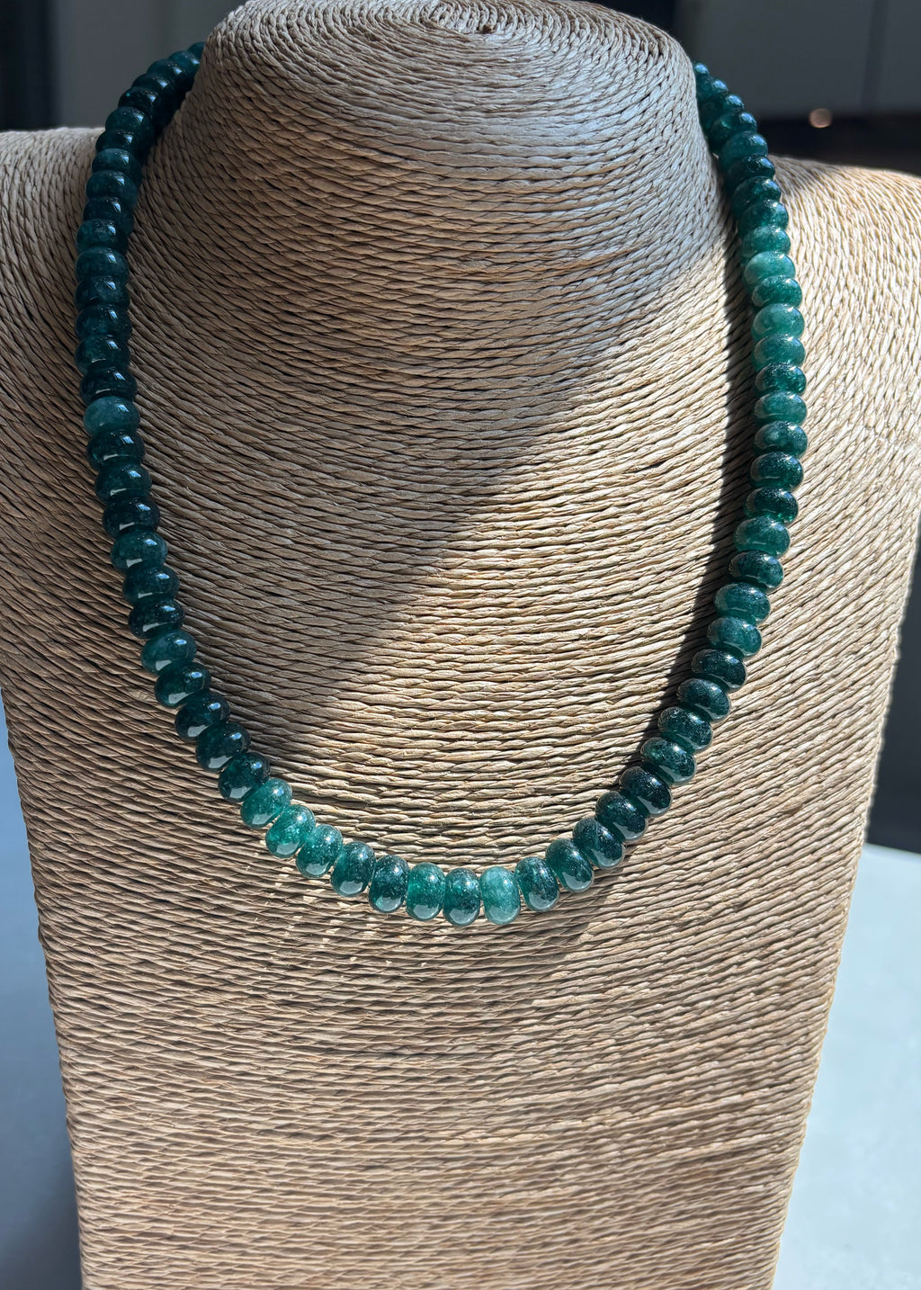 Dark Green Rondelle Necklace