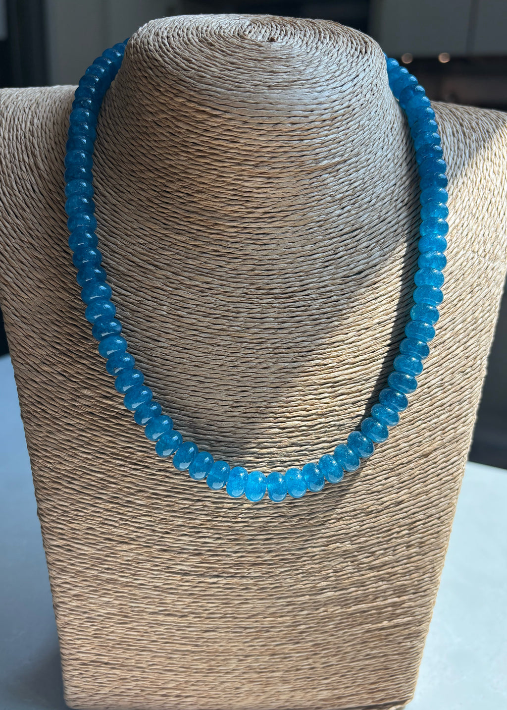 Blue Jade Rondelle Necklace