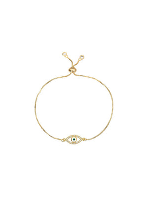 Gold Evil Eye Bracelet with Toggle Closure
