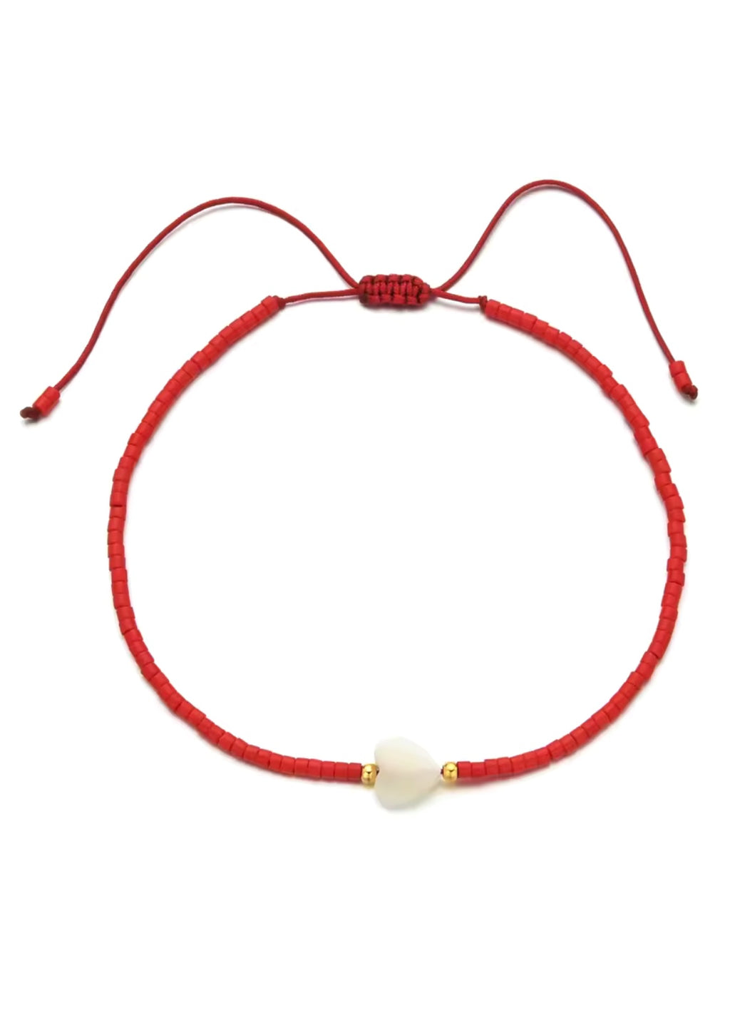 Red Beaded Heart Bracelet