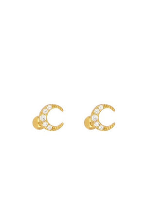 Mini Screwback Moon Studs