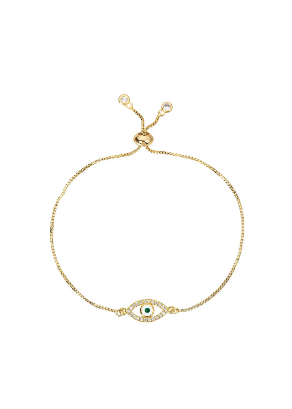 Gold Evil Eye Bracelet with Toggle Closure