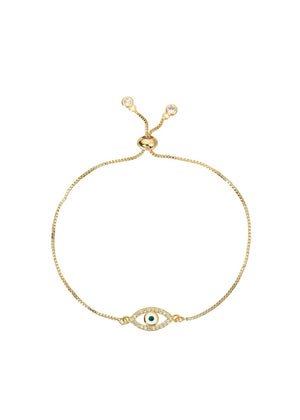 Gold Evil Eye Bracelet with Toggle Closure