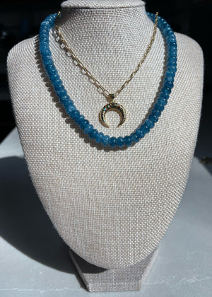 Blue Jade Rondelle Necklace