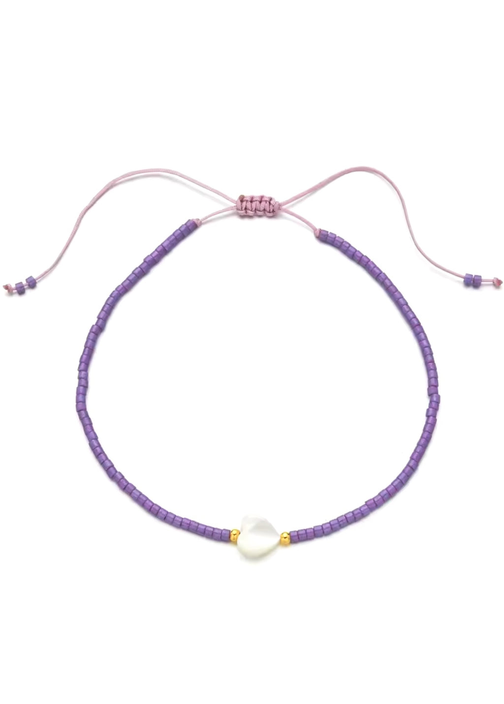Purple Beaded Heart Bracelet