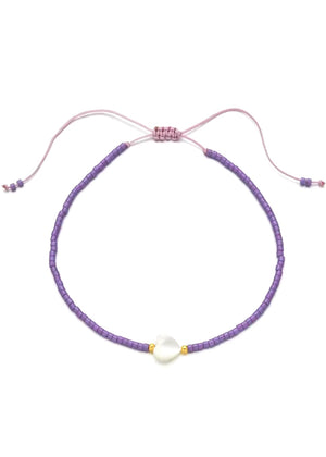 Purple Beaded Heart Bracelet