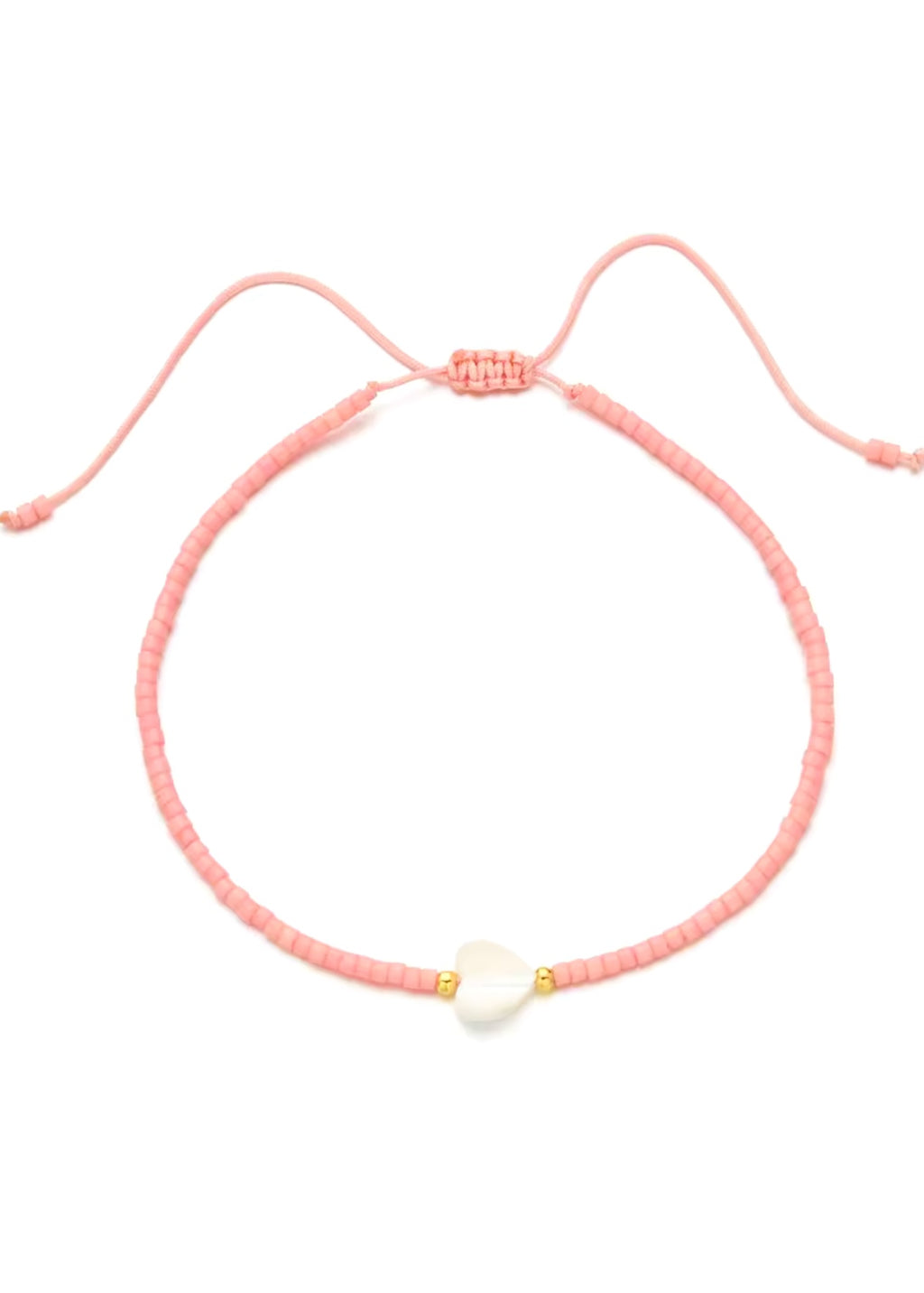 Pink Beaded Heart Bracelet